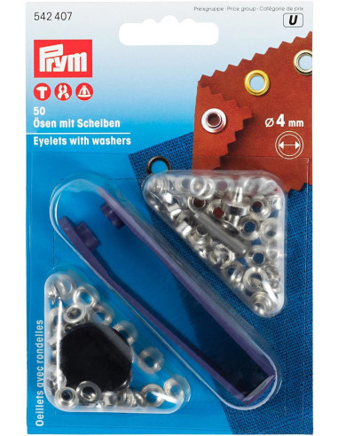 Boite 50 oeillets 4 mm avec outil de pose - Argent