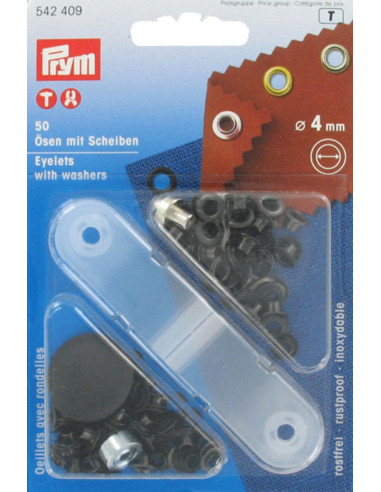Boite 50 oeillets 4 mm avec outil de pose - Noir