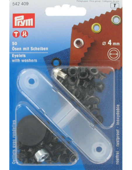 Boite 50 oeillets 4 mm avec outil de pose - Noir