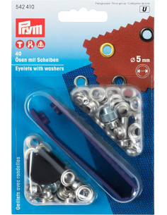 Boite 40 oeillets 5 mm avec outil de pose - Argent