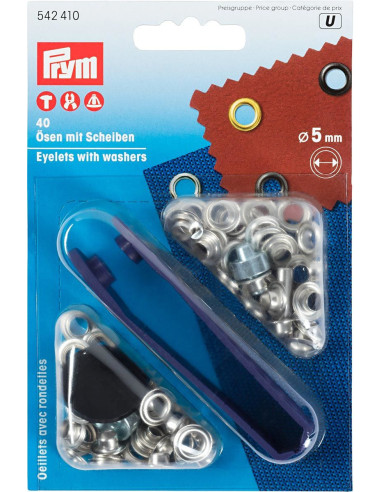 Boite 40 oeillets 5 mm avec outil de pose - Argent