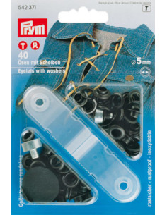 Boite 40 oeillets 5 mm avec outil de pose - Noir