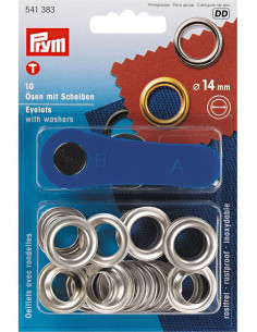 Boite 10 oeillets 14 mm avec outil de pose - Argent