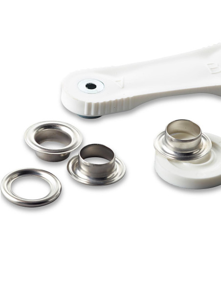 Boite 10 oeillets 14 mm avec outil de pose - Argent