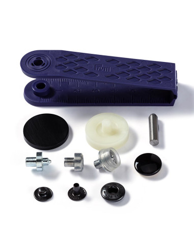 Boite de 10 boutons pression anorak Noir avec outil 15 mm