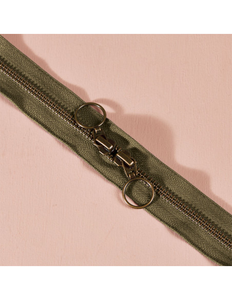 Fermeture double curseur laiton Ivy Green 60 cm - Atelier Brunette