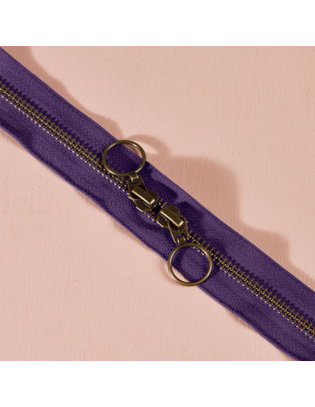 Fermeture double curseur laiton Majestic Purple 60 cm - Atelier Brunette