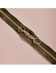 Fermeture double curseur Gold et Ivy Green 40 cm - Atelier Brunette