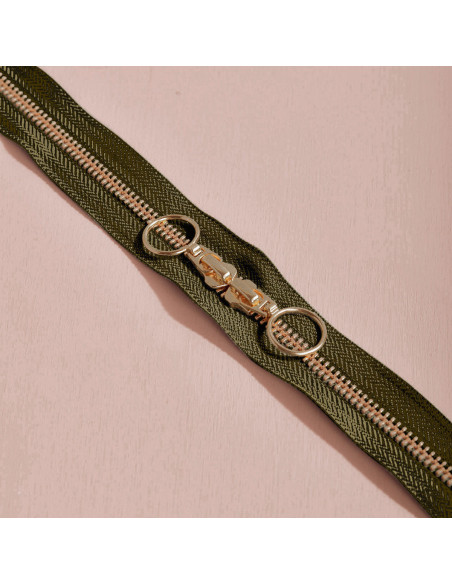 Fermeture double curseur Gold et Ivy Green 40 cm - Atelier Brunette