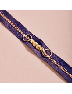 Fermeture double curseur Gold et Majestic Purple 40 cm - Atelier Brunette