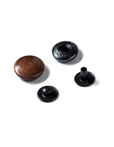 Boite de 10 boutons pression anorak Cuivre antique avec outil 15 mm