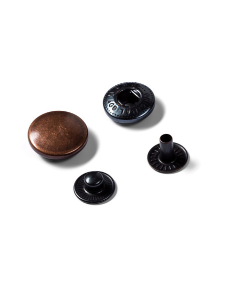 Boite de 10 boutons pression anorak Cuivre antique avec outil 15 mm