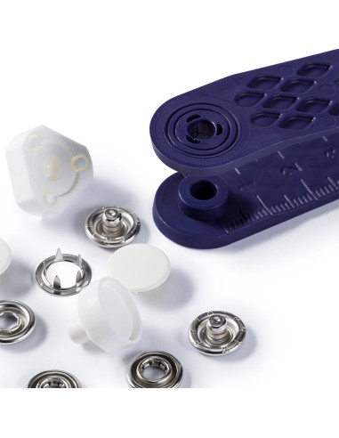 Boite de 6 boutons pression jersey Blanc avec outil 12 mm