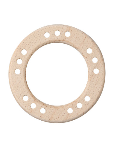 Anneaux en bois avec trous - 70 mm