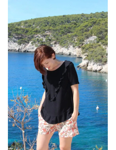 Tissu crêpe de viscose noir - Églantine & Zoé