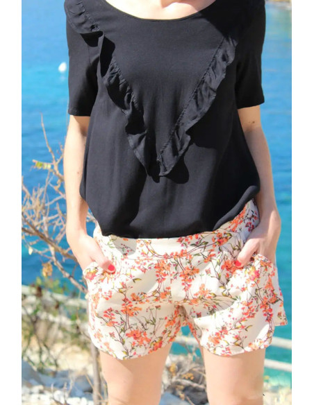 Tissu crêpe de viscose noir - Églantine & Zoé