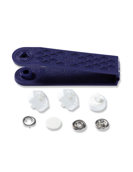Boite de 6 boutons pression jersey Blanc avec outil 12 mm
