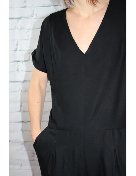 Tissu sergé de viscose noir réglisse - Églantine & Zoé