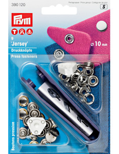 Boite de 9 boutons pression jersey Nickel avec outil 10 mm
