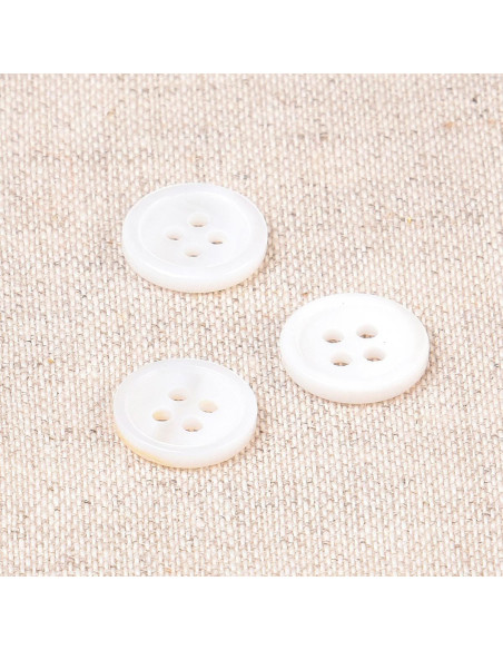 Bouton coquillage 4 trous 11 mm - Blanc