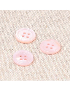 Bouton coquillage 4 trous 11 mm - Rose