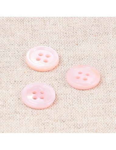 Bouton coquillage 4 trous 11 mm - Rose