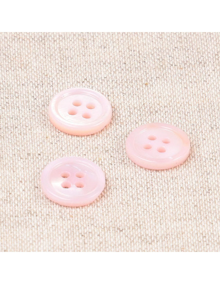 Bouton coquillage 4 trous 11 mm - Rose