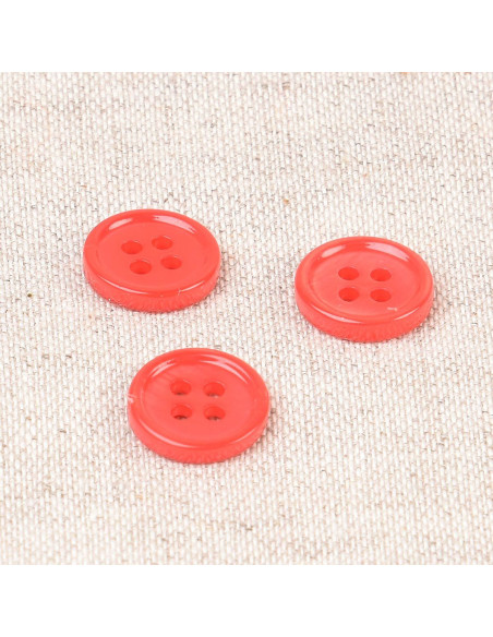 Bouton coquillage 4 trous 11 mm - Rouge