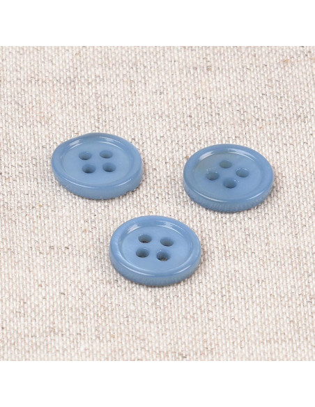 Bouton coquillage 4 trous 11 mm - Bleu