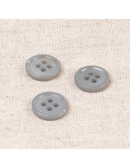 Bouton coquillage 4 trous 11 mm - Gris cendre