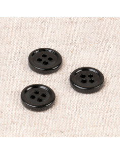 Bouton coquillage 4 trous 11 mm - Noir