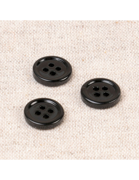 Bouton coquillage 4 trous 11 mm - Noir