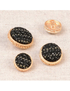 Bouton à queue tricot métal - Noir