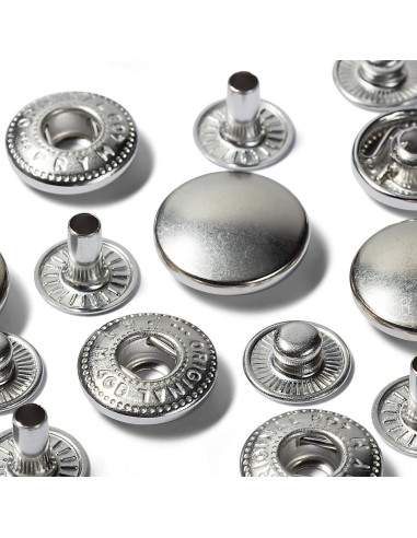 Recharge de 10 boutons pression anorak 15 mm Argent