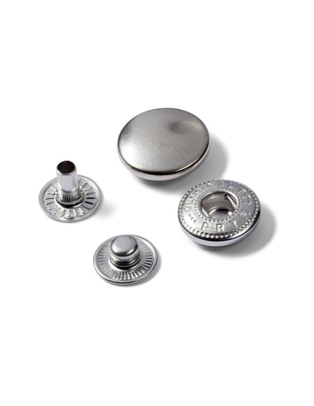 Recharge de 10 boutons pression anorak 15 mm Argent