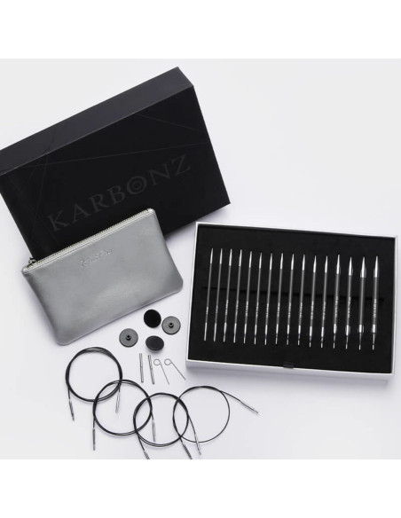 Coffret aiguilles à tricoter circulaires KnitPro Karbonz