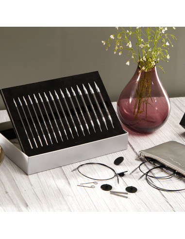 Coffret aiguilles à tricoter circulaires KnitPro Karbonz