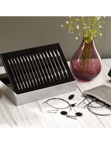 Coffret aiguilles à tricoter circulaires KnitPro Karbonz
