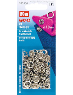 Recharge de 20 boutons pression jersey 10 mm Argent