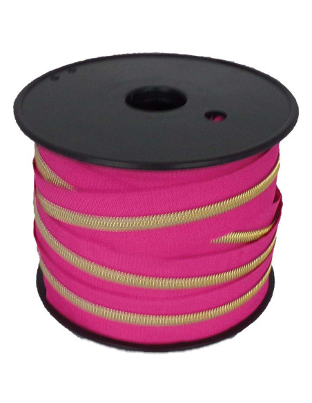 Fermeture nylon 5 mm lurex - Fuchsia et or
