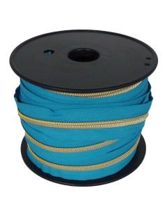 Fermeture nylon 5 mm lurex - Bleu canard