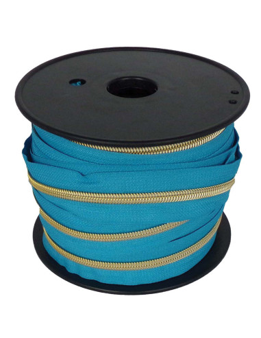 Fermeture nylon 5 mm lurex - Bleu canard