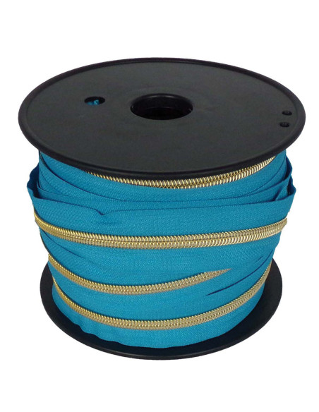 Fermeture nylon 5 mm lurex - Bleu canard