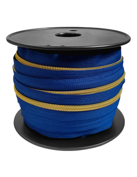 Fermeture nylon 5 mm lurex - Bleu Bugatti et or