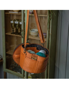 Sac de rangement en cuir pour broderie et tricot Muud Enturn - Whisky