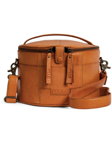Sac de rangement en cuir pour broderie et tricot Muud Enturn - Whisky