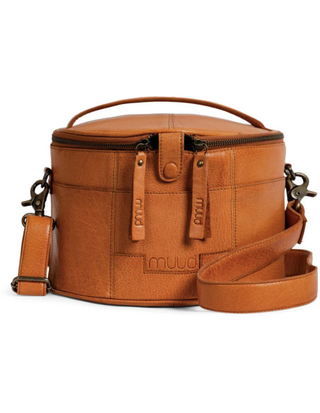 Sac de rangement en cuir pour broderie et tricot Muud Enturn - Whisky