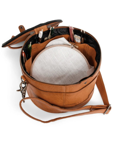 Sac de rangement en cuir pour broderie et tricot Muud Enturn - Whisky