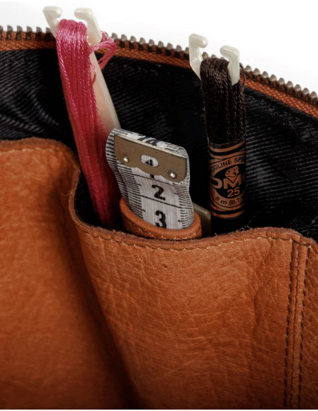 Sac de rangement en cuir pour broderie et tricot Muud Enturn - Whisky