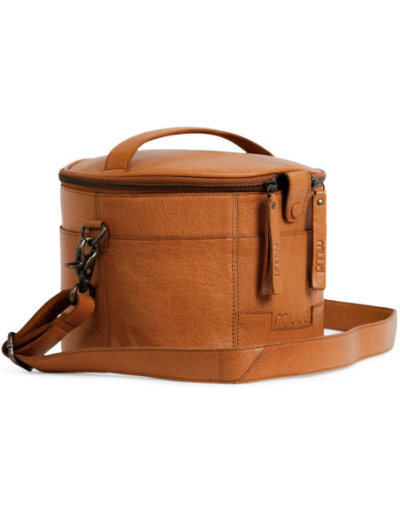 Sac de rangement en cuir pour broderie et tricot Muud Enturn - Whisky